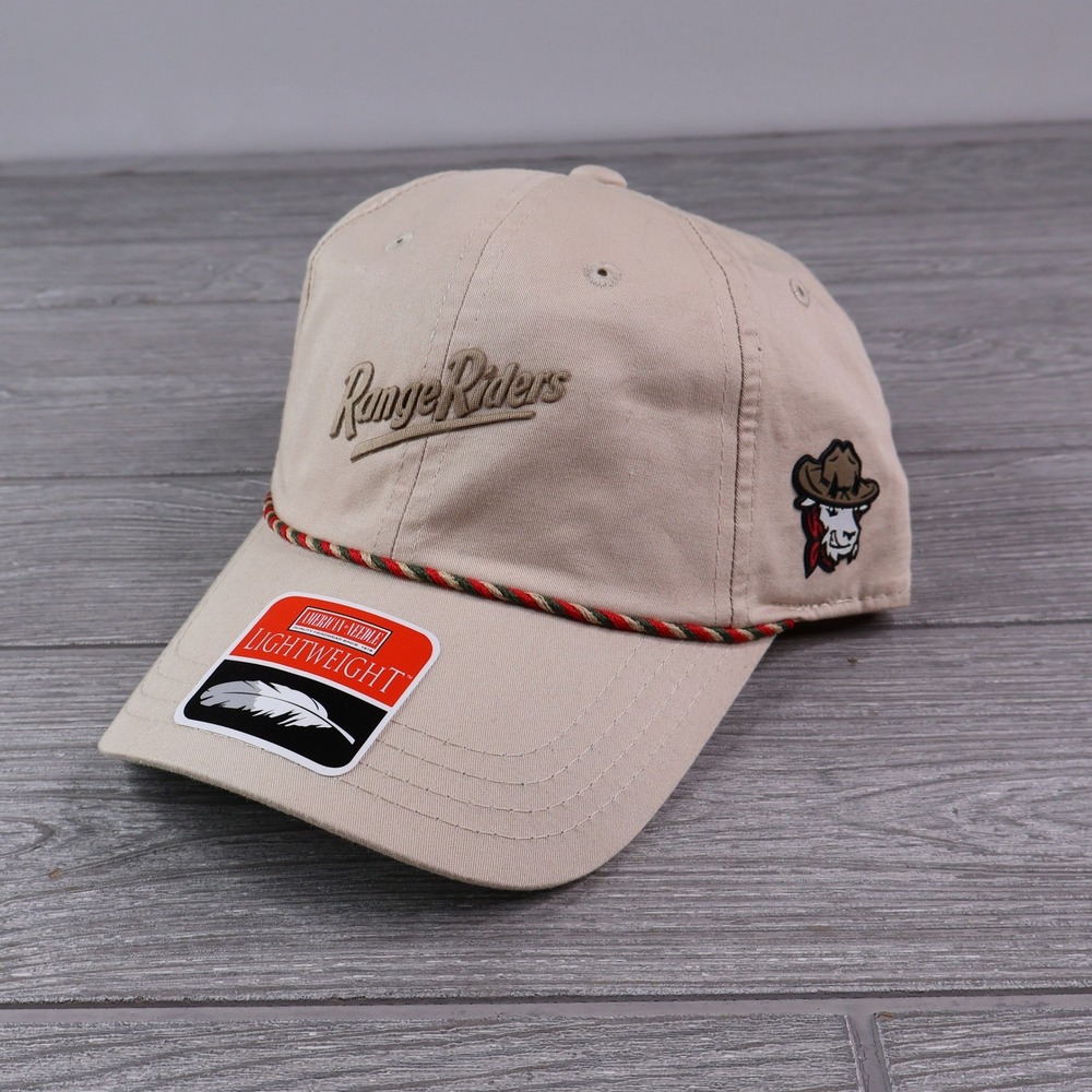 American Needle Glacier Range Riders Strapback Hat Tan Rope Brim Cap